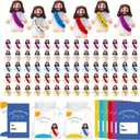 2 x 24 Pack Little Jesus Figurines Toys Set Jesus Love You Mini Rubber Toys Includes 24pcs Organza Bag and Gift Cards Perfect for Kids Sunday School Baptism Gifts Party Favor