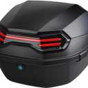 35L Motorcycle Top Case, Motorcycle Top Case Tail Box Case Lockable with Contoured Plastic Backrest Universal Mounting for Helmet Luggage (Black)
