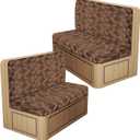 RV Dinette Cushion Covers, Stretch Camper Cushion Slipcovers for Travel Trailer Couch RV Booth Seat, Replacement Camper Sofa Chair Protector (2 Backrest Cover & 2 Bench Cover,Beige) (Brown Leaves)
