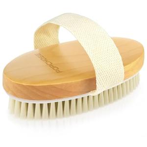 POPCHOSE Dry Brushing Body Brush, Natural Bristle Dry Skin Exfoliating Brush Body Scrub for Flawless Skin, Cellulite Reduction, Lymphatic Drainage and Blood Circulation Improvement