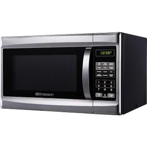 Emerson MW1338SB Countertop Microwave Oven, 6 Pre-Programmed Settings, Removable Glass Turntable, Child Safety Lock, 1.3 Cu ft, 1000W, Stainless Steel