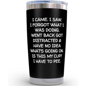 KLUBI Birthday Gifts for Women Men - I Came I Saw I Forgot Tumbler 20oz Black Gag Gifts Funny Adult Grandpa for Him Drinking Cups for Elderly Senior Citizen Tumbler I Came I Saw I Forgot Coffee Mug (Black (20 Ounce))