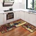 Wine Kitchen Rugs and Mats [2 PCS], Non Skid Washable Absorbent Microfiber Kitchen Mat for Doormat Bathroom Runner Set (17"x47"+17"x30", Wine) (One Size)