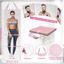 3 Way Foldable Full Length Mirror with Handle Leather 31.89 x 11.22 Inches Portable Hanging Travel Mirror Rectangular for Makeup Dance Home Fitness Spa Hair Styling (Rose Gold)