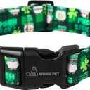 2 x ARING PET St Patrick's Day Dog Collar, Cute Green Clovers Shamrock Fairy Pet Collars with Quick Release Buckle for Puppy Small Medium Large Boy Girl Dogs-S