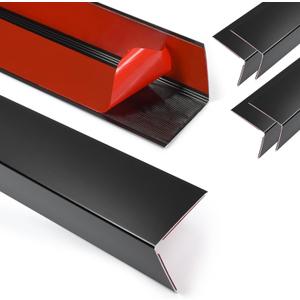 4Pack Aluminum Metal Corner Protector, 45x 1 Peel and Stick L Molding Corner Guards with 90 Angle, for Wall Door Frame Cabinet Furniture Baseboard Protection and Decoration (Black)