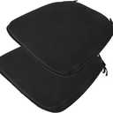 Outdoor Chair Cushions Set of 2,Patio Seat Cushion 17"x16"x2",U-Shaped Dining Chair Cushion 17 by 16 Inch,Water Resistant,Fade-Resistant Chair Pads for Kitchen Garden Furniture(Black)