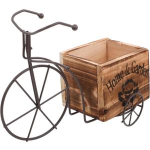 DOITOOL Bicycle Planter Wooden Planter Boxes Tricycle Plant Stand Succulent Pot for Outdoor Plants Garden Home Decoration