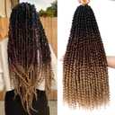 Leeven 22 Inch Pre-twisted Passion Twist Crochet Hair 3 Tones 8 Packs Ombre Brown Bohemian Crochet Passion Braids Hair for Passion Twist Braiding Hair With Curly Ends 96 Strands (1B/30/27#)