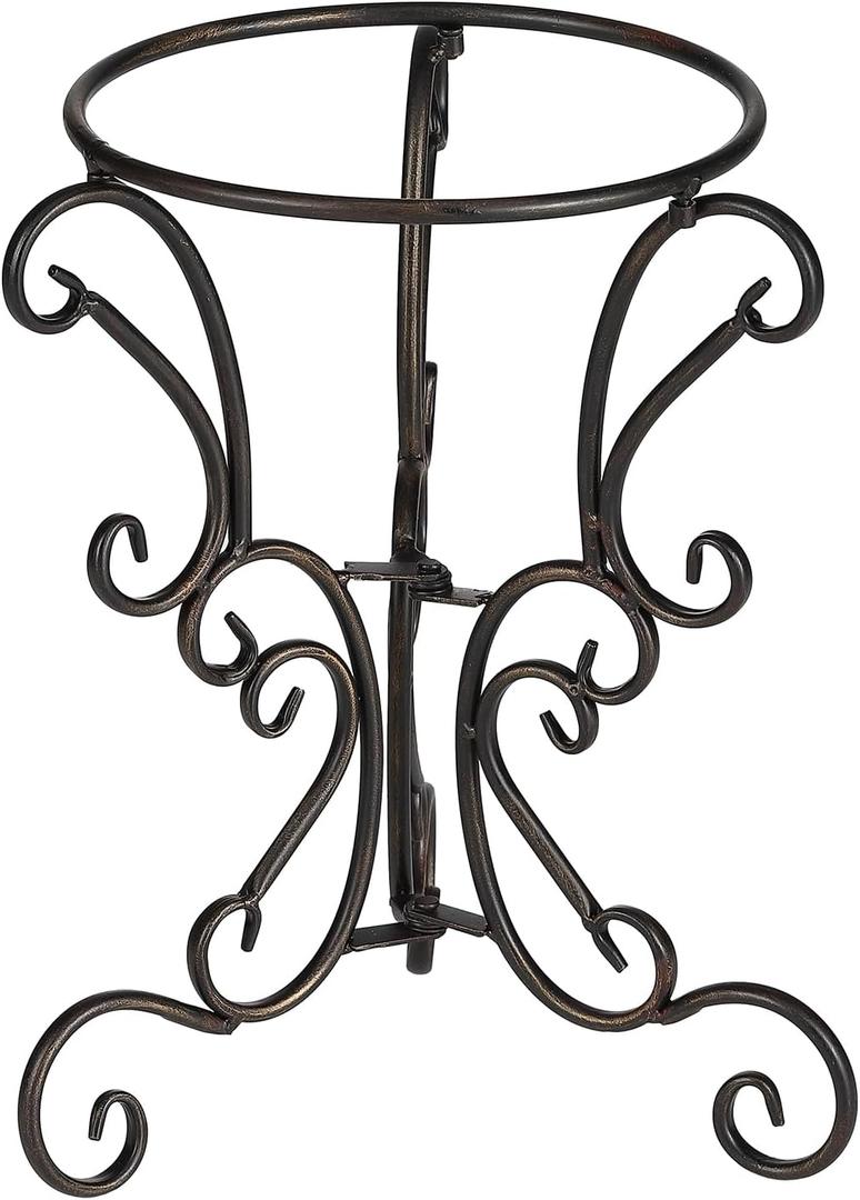 Scroll Gazing Ball Stand fits 10" or 12" Globes - Black Steel