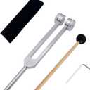 CashBeat 128 Hz Weighted Tuning Fork, Professional Aluminum Alloy Tuning Fork Medical for Healing, C128 Frequency Sonic Slider with Silicone Hammer, Storage Bag & Cleaning Cloth