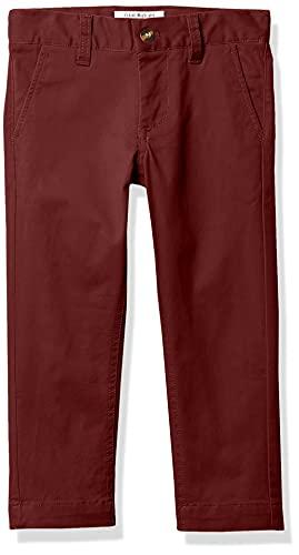 Men's Boy's Slim Fit Adjustable Waist Stretch Cotton Pant, Burgundy, 13x35