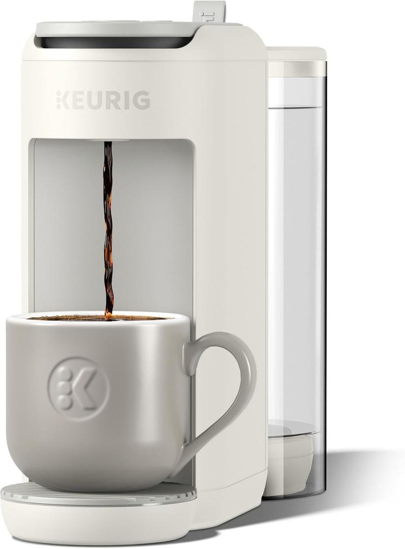 Keurig K-Mini Mate Plus Single-Serve K-Cup Pod Coffee Maker, Compact, 3 Cup Sizes, Brew Over Ice and Strong Button Features, 50 oz Removable Reservoir, Warm Stone