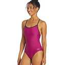 Sporti Tie Back Women's Athletic One-Piece Swimsuit - Slimming Bathing Suit for Swimmers - Magenta/Black - 38
