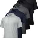 BOOJO 5 Pack Polo Shirts for Men - Quick Dry Moisture Wicking Performance Short Sleeve Mens Golf Shirts for Work Athletic 5-black*2/Dark Grey/Light Grey/Navy Blue, Medium