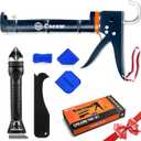 Caulk Gun Kit, Smooth Silicone Caulking Gun and Caulk Remover Tool, Sealant Finishing Tool Grout Scraper for Kitchen Bathroom Window Sink Joint, All in One with Gift Box