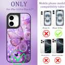 Fiyart Designed for iPhone 16 Plus Case,Cute 3D Glossy Butterflies for Women Girls Hard Shell Durable Shockproof Luxury Aesthetic TPU Phone Bumper 6.7"-Purple
