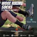 ANTSANG 5 Pairs Merino Wool Hiking Socks for Men & Women Thermal Winter Warm Moisture Wicking Cushion Boot Socks (Black, L)