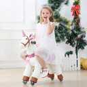 JoJoPooNy Ride on Unicorn Toys for Girls, Ride on Horse Riding Pony for Children 3-6 Years Old, Rideable Plush Walking Horse Animal with Wheels, Ages 3-6 Years