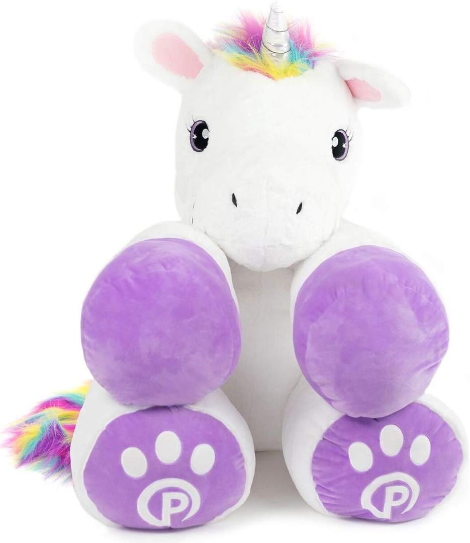 Plushible Unicorn Stuffed Animals - Holiday Day Plush Animal for Girls/Boys & Kids - Giant Size Plushie Unicorns Toys - Rainbow Hair, White, Purple, Pink - Large, Fluffy Gifts - 34