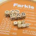 Farkle Dice Tray, Farkle Classic Dice Game with 17.7" Collapsible Wooden Tray and 6 Large 6 Small Wooden Pearl Dice and a Scoreboard Set, Classic Home Game Stand (17.7-inch Bundle)