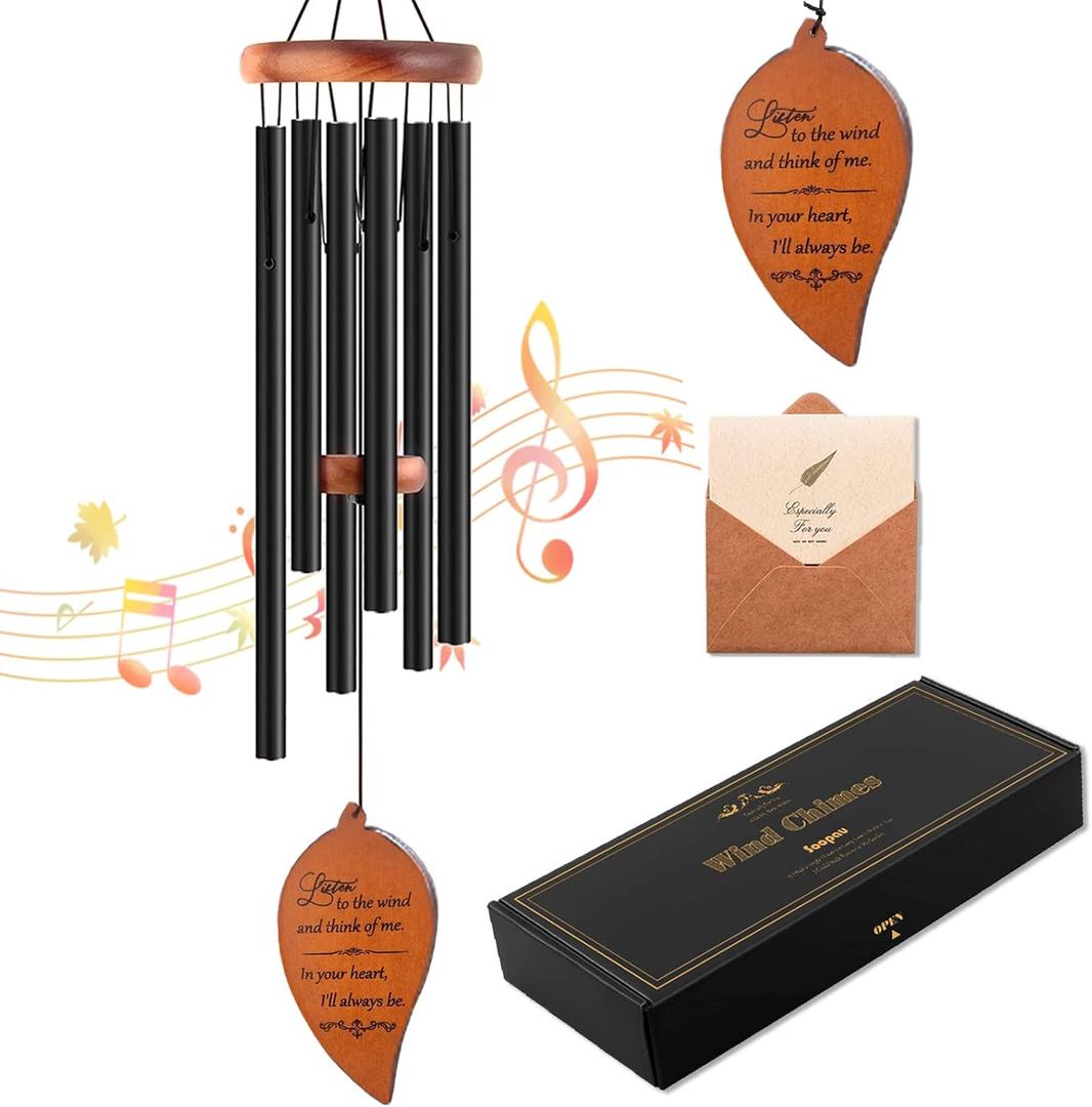 Soopau Memorial Sympathy Wind Chimes, Sympathy Gift Baskets in Memory of a Loved One Mother Father for Memorial/Bereavement/Condolence, 30" Wooden