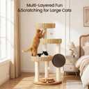 Solid Wood Cat Tree for Large Cats, 48-Inch Modern Cat Tower with Hand-Woven Baskets, Multi-Level Cat Condo with Sisal Scratching Posts, Sturdy Indoor Cat Furniture for Big Cats up to 20lbs