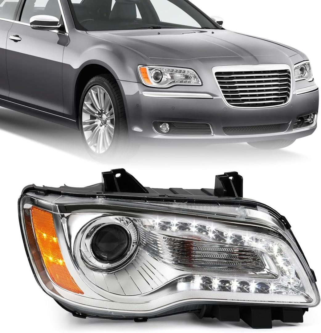 FIONE Halogen Headlights Compatible with Chrysler 300/300C 2011 2012 2013 2014 Halogen Type LED DRL Replacement Headlamp Right Passenger Side 68143002AA CH2503231 (RH) FIONE Halogen Headlights Compatible with Chrysler 300/300C 2011 2012 2013 2014 Halogen Type LED DRL Replacement Headlamp Right Passenger Side 68143002AA CH2503231 (RH)