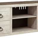 Signature Design by Ashley Willowton Shabby Chic Large TV Stand up to 60" with 3 Shelves and Fireplace Option, White