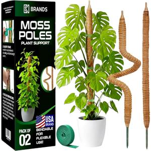 2 Pack 28'' Bendable Moss Pole Monstera Plant Support for Climbing Indoor Plants - Stakes for Potted Climbers - Tall Sticks Indoor Trellis for Houseplants - Accessories for Monstera Pot