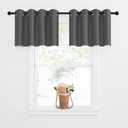 NICETOWN Blackout Kitchen Tiers Window Valances for Living Room - Thermal Insulated Blackout Grommet-Top Short Curtains for Cafe Store/Basement (Grey, 2 Panels, 52W by 18L with 1.2 inches Header)