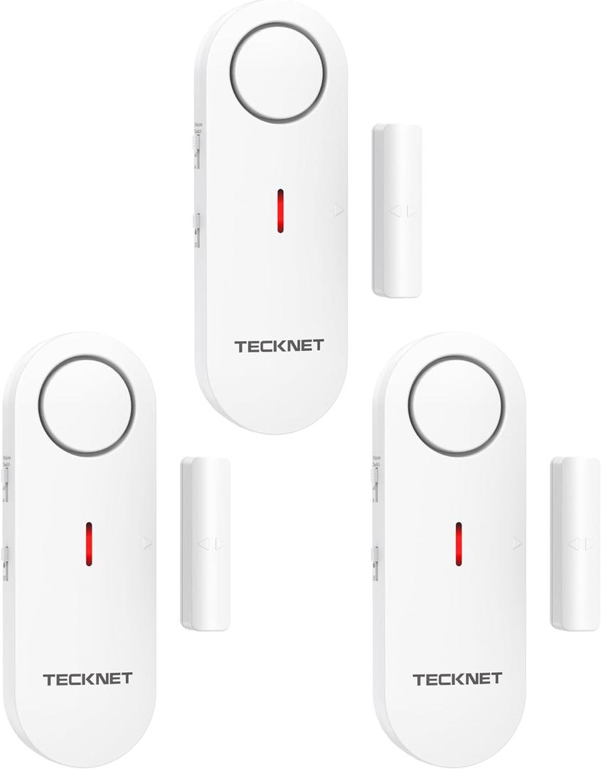 TECKNET Door Alarms for Kids Safety, Window Alarm Pool Alarms Door Alarm for Home Security, 2-in-1 Alarm & Chime, 3-Level Volume Control, Wireless Alarm for House Hotel Cars Sheds Caravans (3 Pack)