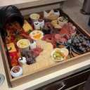 Serving Tray with Handles, 22 inch Large Square Ottoman Tray Coffee Table Tray, Wooden Trays Decorative Trays for Party, Food Serving, Breakfast, Dinner, Coffee Tea, Appetizers