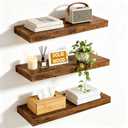 YIPINMUGE Wall Floating Shelves for Decor, Wall Mounted Shelf Set of 2,23.6" Hanging Shelf with Invisible Brackets, for Wall in Bathroom, Bedroom, Toilet, Kitchen, Living Room, Office, Rustic Brown