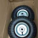 (2 Pack) RRQ 10 Inch Pneumatic Wheel 4.10/3.50-4 Tire, 10" Pneumatic Wheels with 5/8" Bearings,2.2" Offset Hub for Garden Cart, Hand Truck, Lawn Cart, Mower