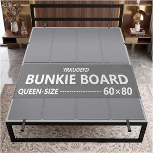 Bunkie Board Queen 60x80'' Premium 10mm Heavy Duty Anti-Sag Mattress Support Board Noise Minimizing,Moisture Resistant Fits Metal FramesPlatform Beds (Grey)
