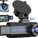 Dash Cam Front and Rear, 2.5K+1440P Triple Car Camera with 32GB Card, 3 Channel Dash Camera for Cars, G-Sensor, 3.16 IPS Screen, 24Hr Parking, 170Wide Angle, Loop Recording, IR Night Vision, Blue