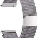 19mm Mesh Loop Bands Compatible with ID205L Veryfitpro Smart Watch and ID205 ID205G ID205U ID205S ID215G, No Buckle Design, Magnetic Adjustable Stainless Steel Replacement Straps for Women Men, Silver