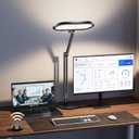 Premium LED Desk Lamp for Home Office Eye-Caring Double Side Light with Knob Remote, Stepless Dimming & Color, Memory, Metal Table Lamp for Zoom, Studying, Video Conference, Flicker-Free, Glare-Free