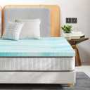 Sweetcrispy Mattress Topper Queen, Memory Foam 3 Inch Thick Gel Infused Cooling Toppers Pad for Queen Size Bed, Sleeper Sofa, RV, Camper, CertiPUR US, Breathable
