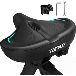 TONBUX Wide Bike Seat for for Men & Women, 6cm Padding Comfortable Peloton Bike Seat Cushion, Large Bicycle Seat for Peloton Bikes, Stationary Bikes, Ebike