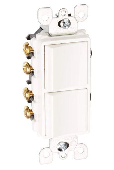 Leviton 15 Amp, 120/277 Volt, Decora Brand Style 3-Way / 3-Way AC Combination Switch, Commercial Grade, Grounding, 5643-W, White