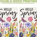 Hello Spring Garden Flag 12x18 Inch, Colorful Tulip & Wildflower Yard Flag with Butterflies, Double Sided Burlap Outdoor Seasonal Decoration for Porch Lawn Garden DF1098