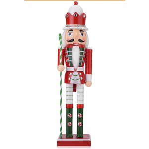 Wooden Christmas Soldier Nutcracker Decorations, 15 Inch Xmas Nutcracker Figure Christmas Decor for Home, Shelf, or Party Display (Red)