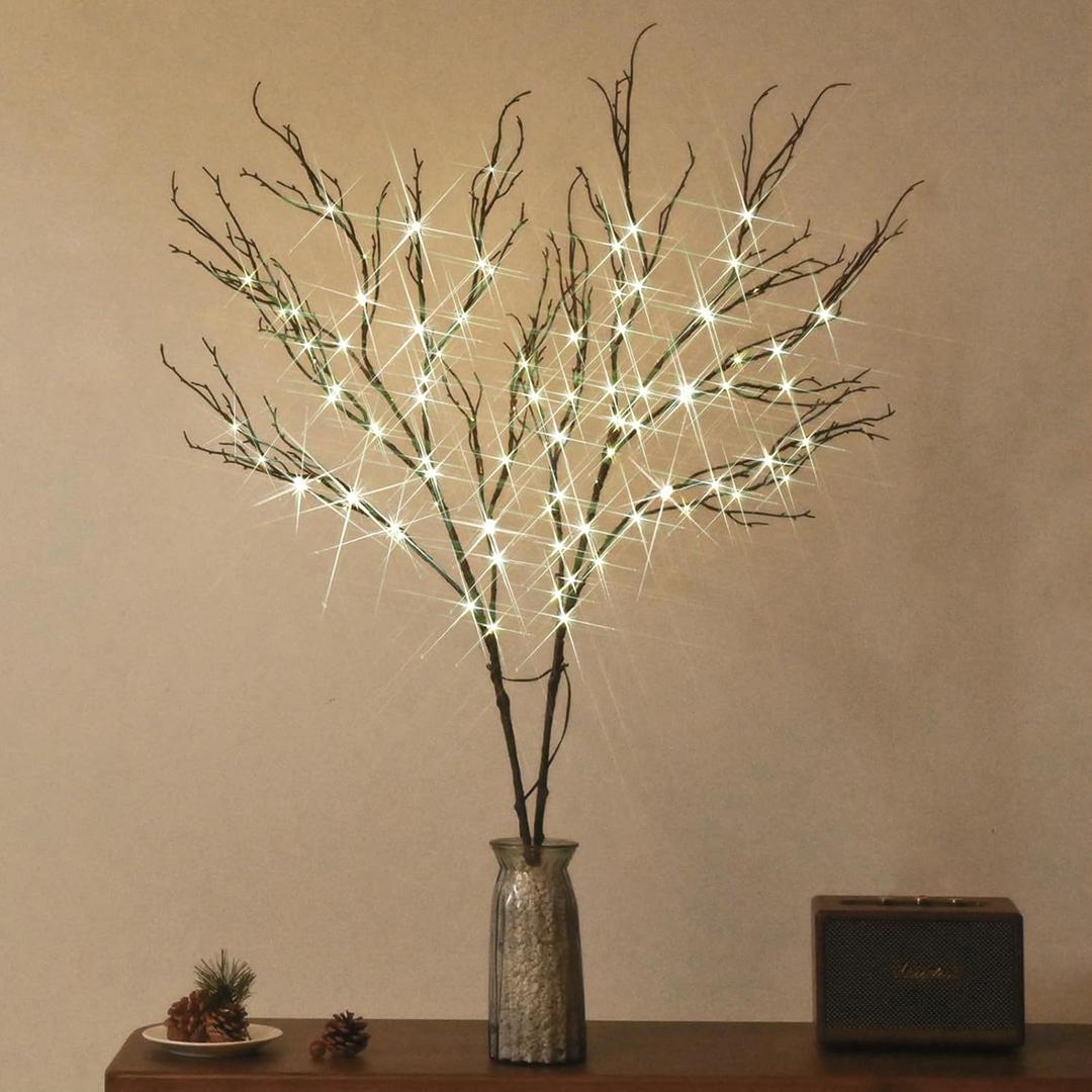 Alaiselit Lighted Brown Branches 43IN 100 LED with Timer Battery Operated, Tree Branch with Warm White Lights for Holiday Decoration Indoor Outdoor Use