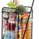 VEVOR Shopping Cart, Folding Grocery Utility Cart with Swivel Wheels, 90 LBS Large Load Capacity, Heavy Duty Rolling Laundry Basket Butler for Laundry, Shopping, Camping, Grocery, Luggage, Black