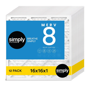Simply 16x16x1 Air Filter, MERV 8, MPR 600, 6 Pack, For Home AC Furnace & HVAC (Actual Size: 15.75"x15.75"x0.75") DUST, Pet, & Allergy Control