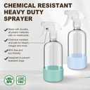 Glass Spray Bottles with Silicone Sleeves (2 Pack, 16 oz), Mist and Stream Empty Refillable Containers, Water Sprayer Misting Bottle for Cleaning Solutions, Planting, Hair Spraying, Green & Grey