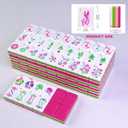 American Mahjong Game Set, Portable Carrying Bag,Acrylic 160 Tiles, Western Mahjong Tiles Set,Complete Ma Jong Set (Pink)