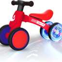 Colorful Lighting Baby Balance Bike Toys for 1 Year Old Boy Girl Gifts, 10-36 Month Toddler Balance Bike, No Pedal 4 Silence Wheels & Soft Seat First Bike, One Year Old Boy Girl Birthday Gifts. (Red)